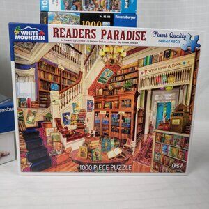 Puzzle White Mountain 1000pc Readers Paradise 24x30 Library Book Shop Gifts USED